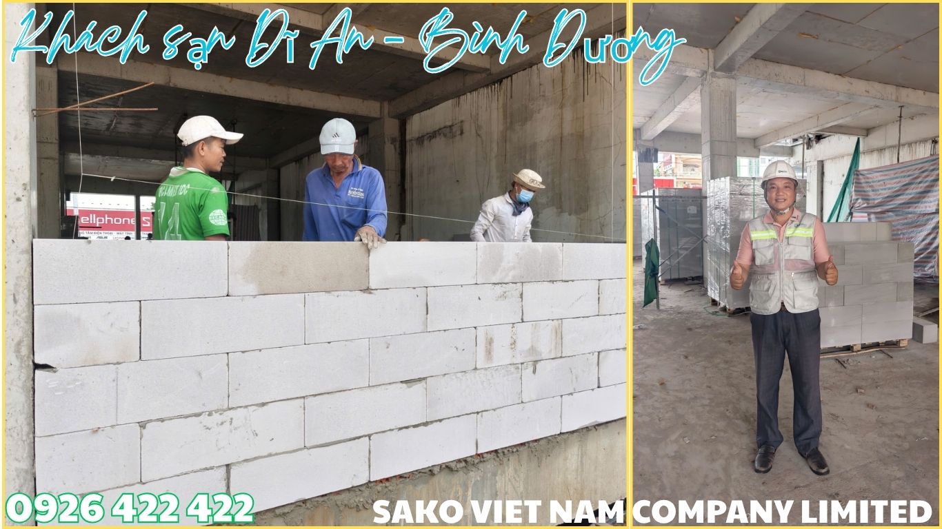 Gạch AAC 600x200x200mm cho dự án khách sạn tại Dĩ An
