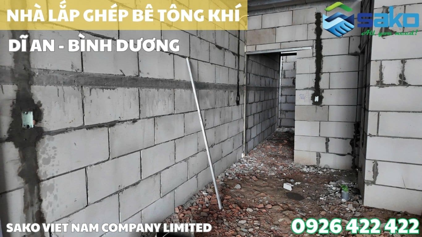 Nhà lắp ghép bê tông khí tại Bình Dương – Phương án xây lắp tường bao che