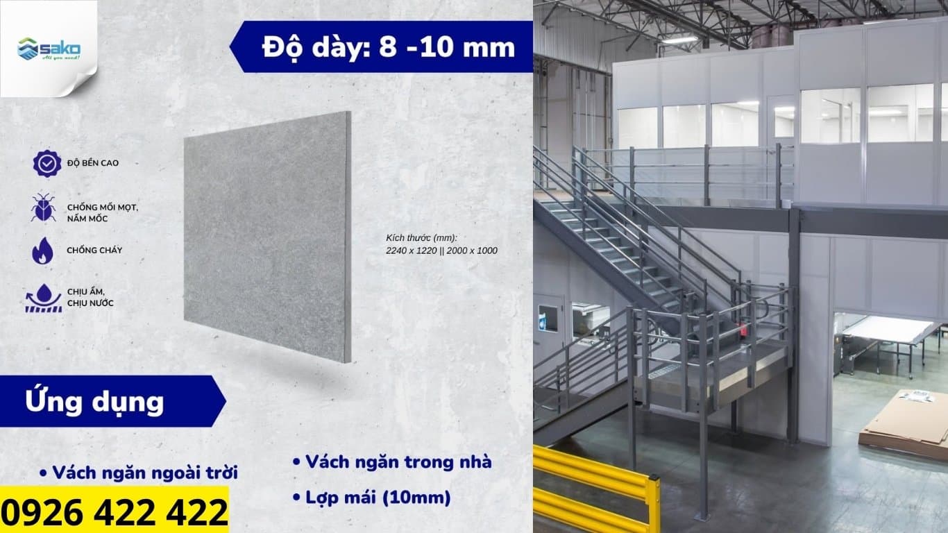 Tấm CemBoard 2440x1220x10mm chính hãng, giá tốt - SAKO Việt Nam - Ảnh 2